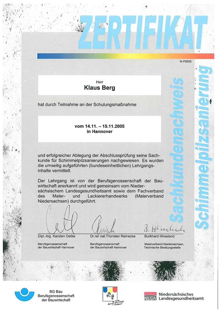 Schimmelpilzsanierung Sachkundiger